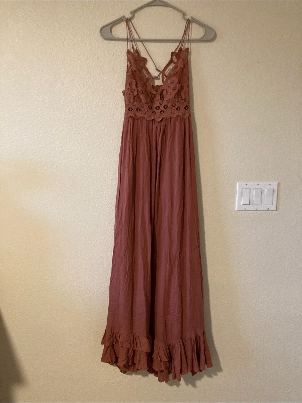 Free People Lace Bodice Maxi Dress in Rosewood